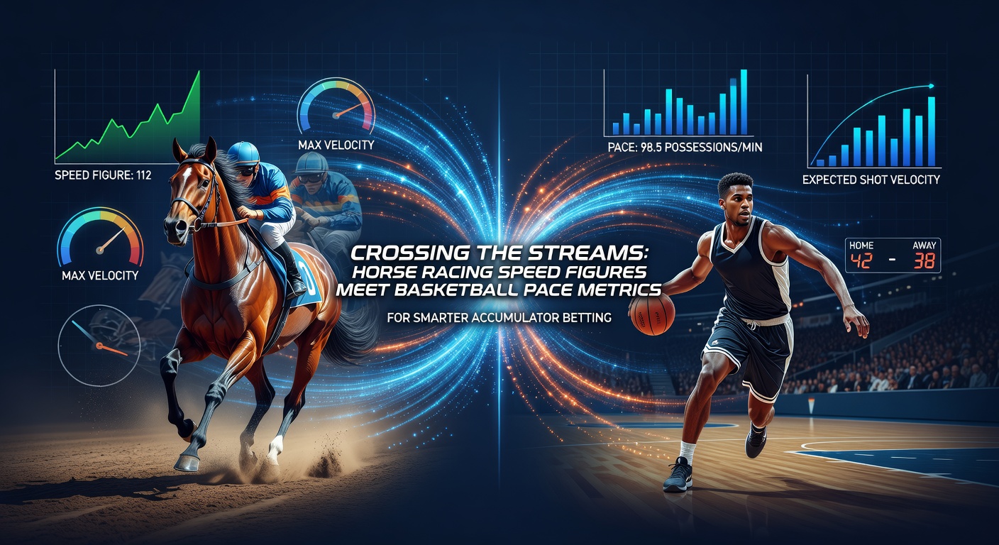 Data visualization merging horse speed graphs with basketball pace trends, highlighting accumulator opportunities