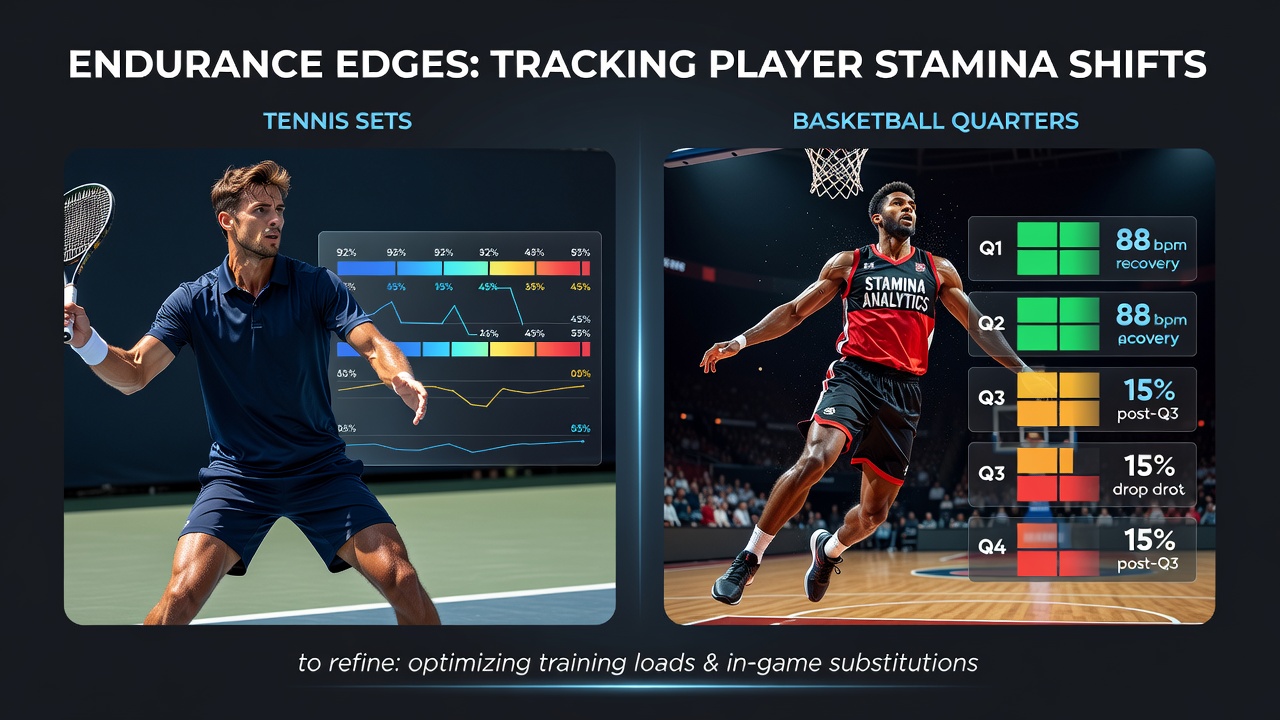 Data visualization of stamina shifts in tennis and basketball for betting analysis