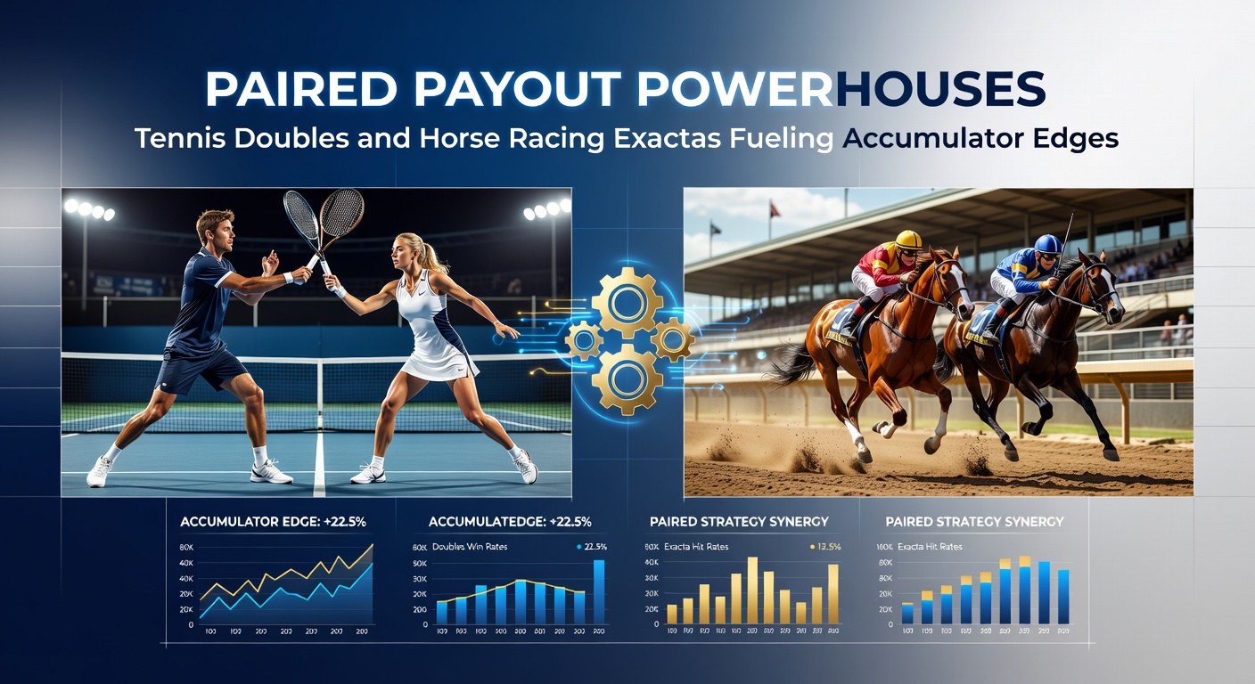 Thrilling horse racing photo finish with two horses necks apart crossing the line, capturing the exacta excitement that pairs perfectly with tennis doubles in accumulators